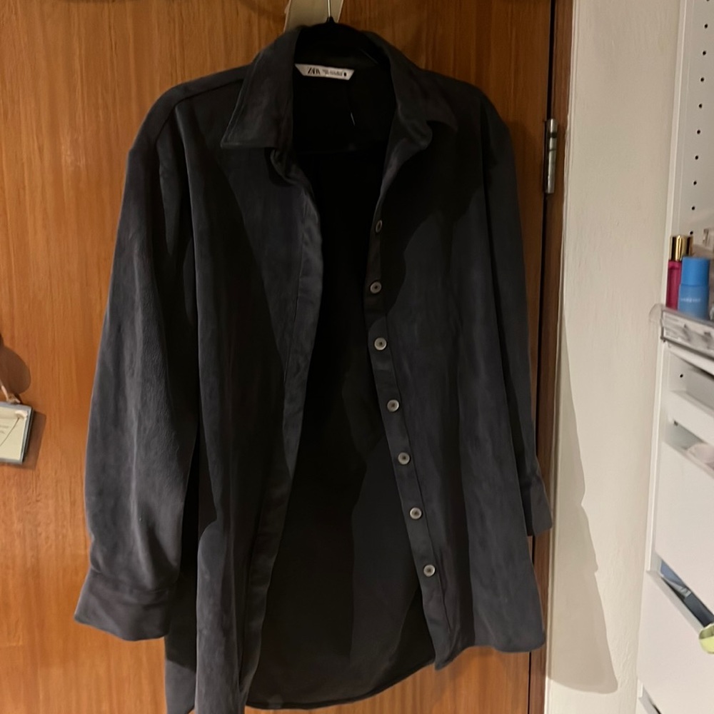 zara xs oversize grey textured tee